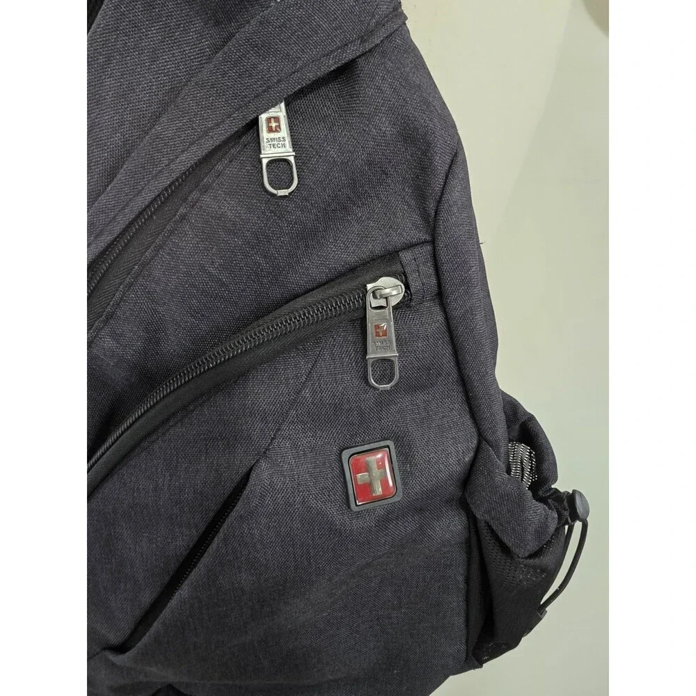 Nice Unisex Swiss Gear Tech Sling Bag Black Multiple Zippered Compartments VguC